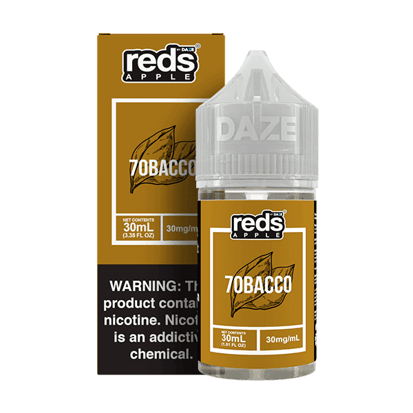 7obacco SALT Red's Apple E-Juice by 7 Daze e-liquid in 30mL bottle with apple flavor and red design label.