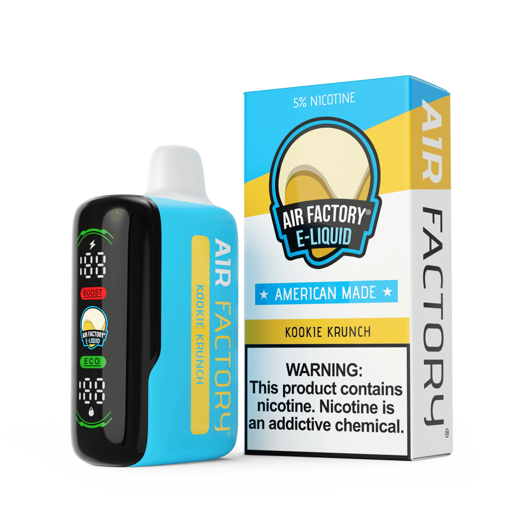 Air Factory 20K Puff Disposable Vape device with sleek design and colorful branding, ideal for on-the-go vaping.