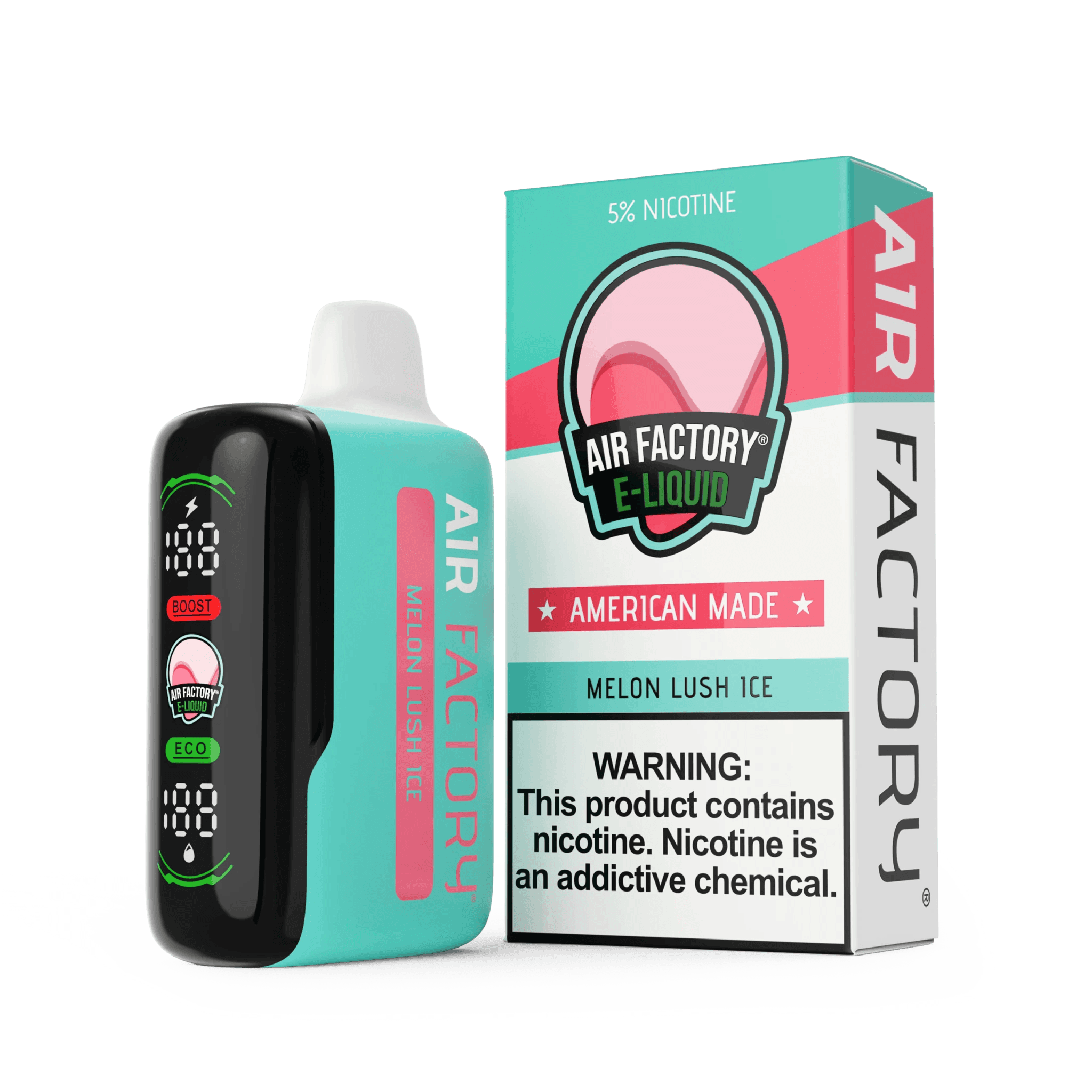 Air Factory 20K Puff disposable vape device with sleek design and colorful branding, designed for convenient, long-lasting vaping.