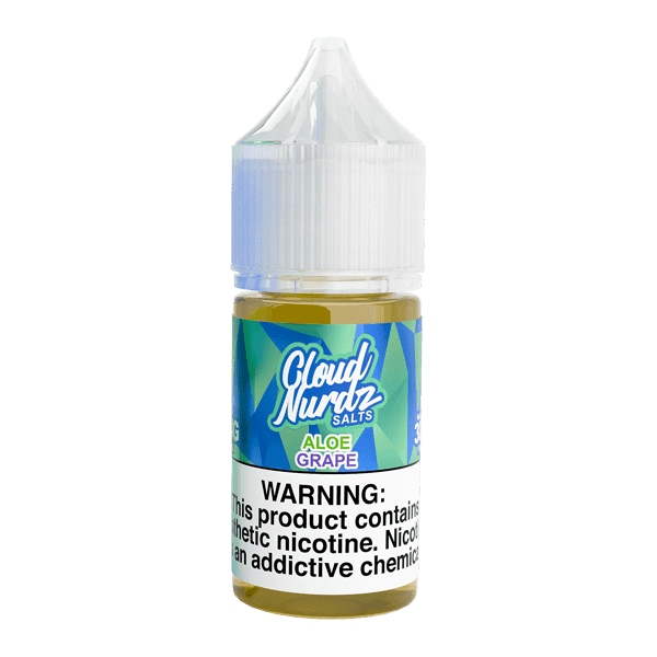 Aloe Grape Salt e-liquid bottle by Cloud Nurdz, 30mL, featuring a vibrant label with aloe and grape flavor imagery.