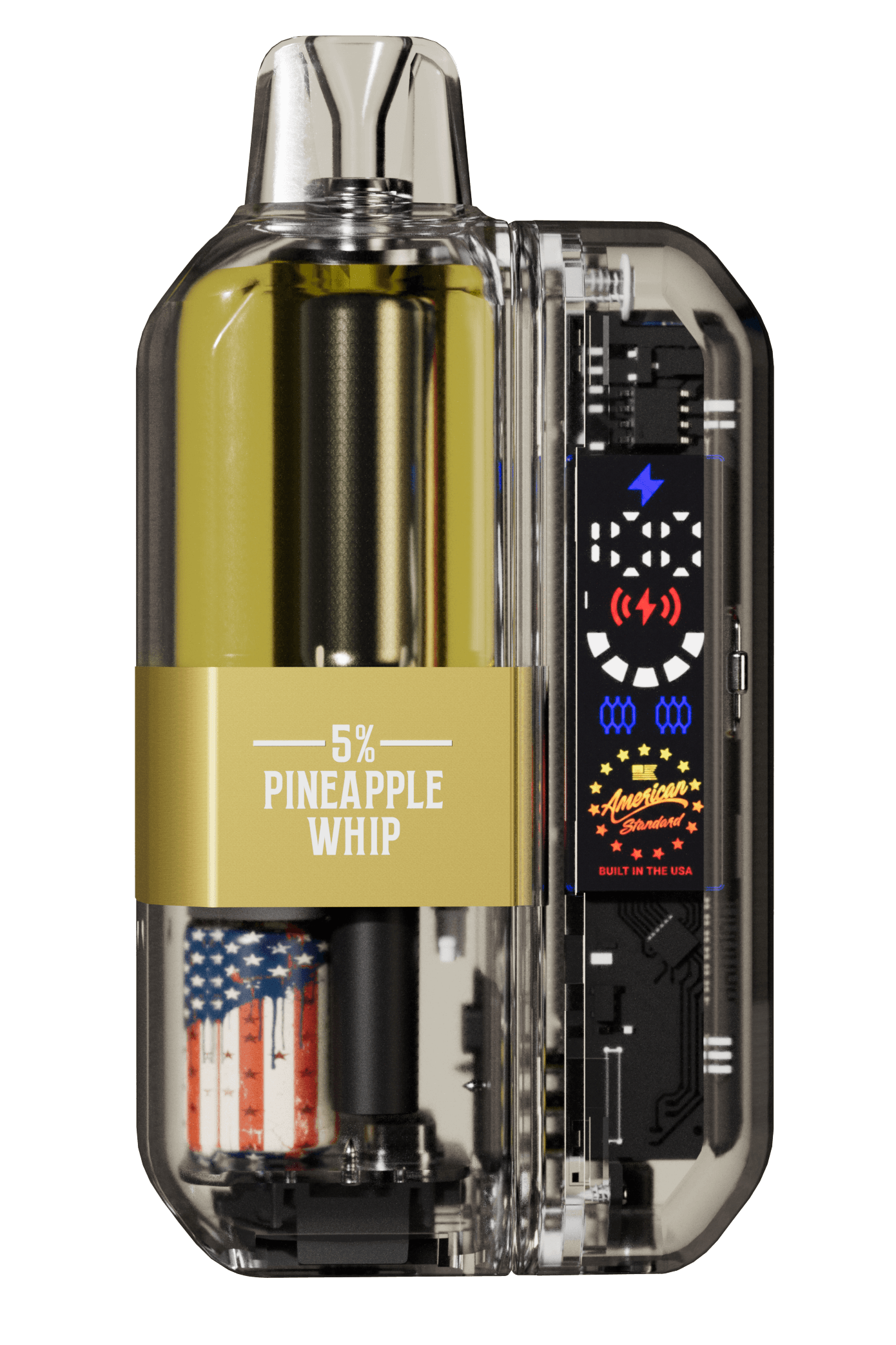 Vape device with '5% Pineapple Whip' disposable vape