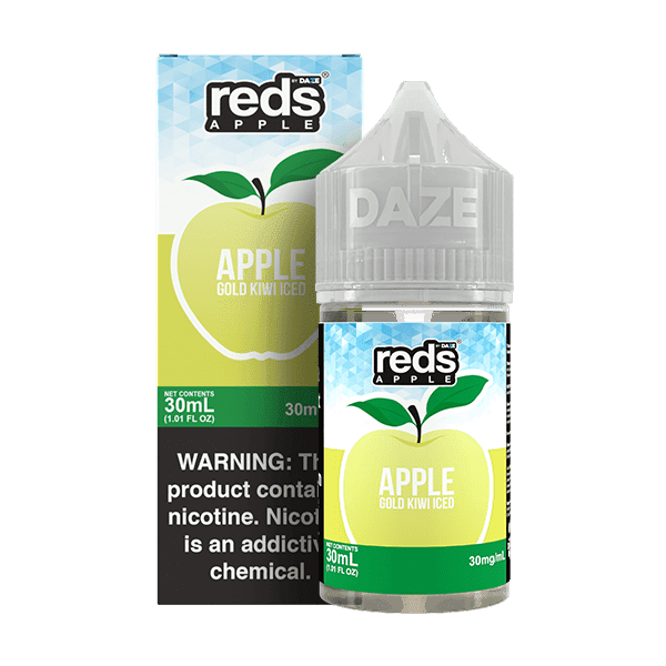Apple Gold Kiwi Iced Salt e-liquid bottle from Red's Apple E-Juice by 7 Daze, 30mL with colorful label and product branding.