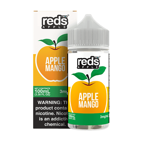Apple Mango Red's Apple E-Juice by 7 Daze e-liquid 100mL bottle with vibrant fruit flavor design