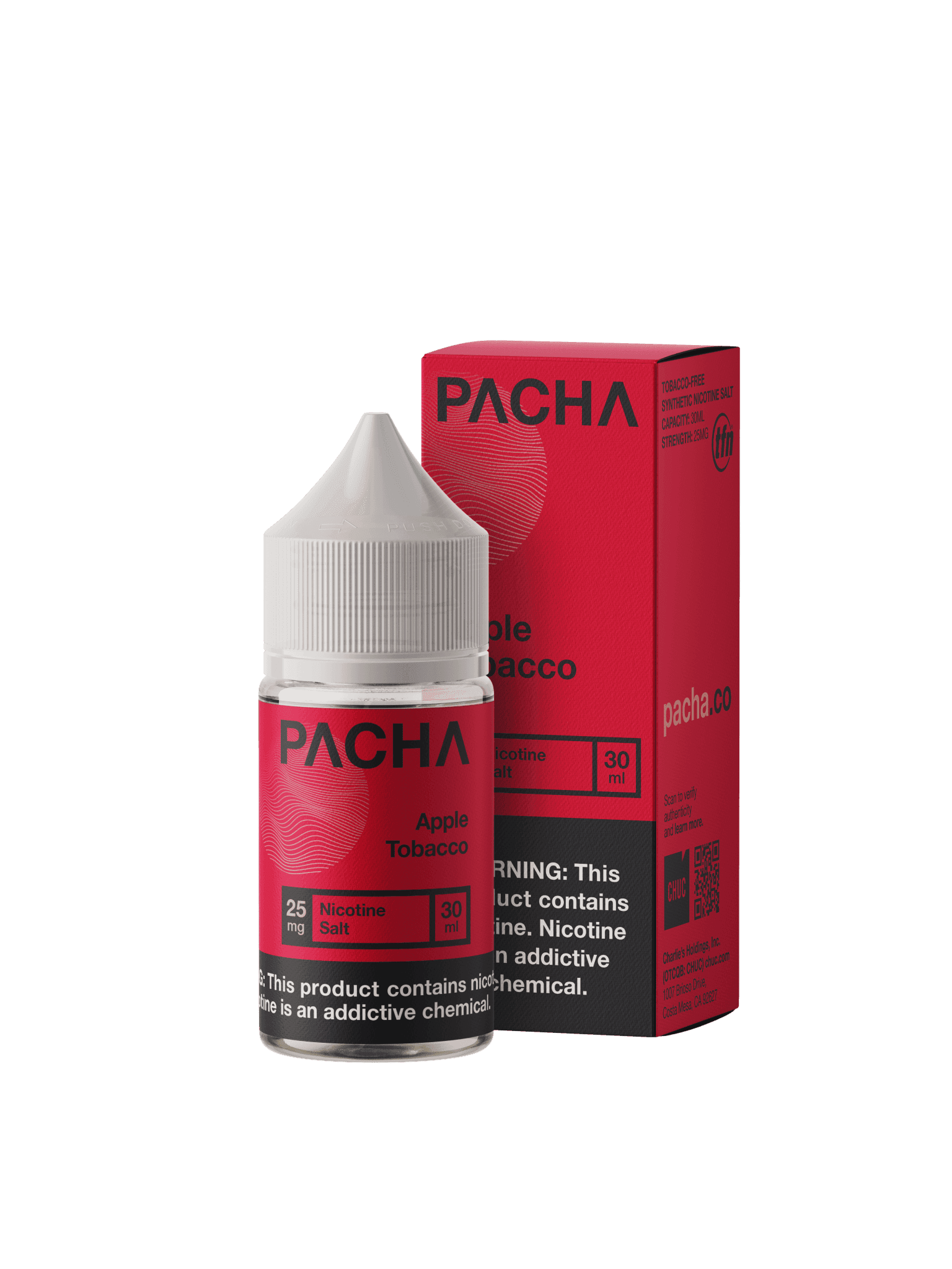 Apple Tobacco SALT e-liquid by Pachamama in a 30mL bottle, featuring a blend of fresh apple and rich tobacco flavors.