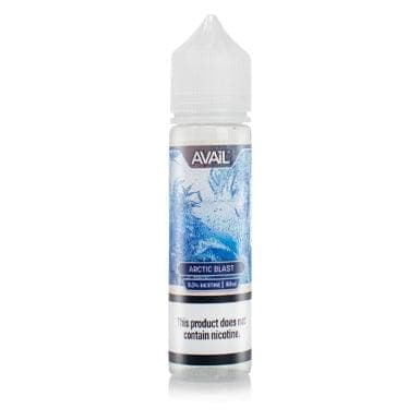 Arctic Blast AVAIL Vapor e-liquid bottle with blue and white label, 60mL size, featuring icy flavor branding.