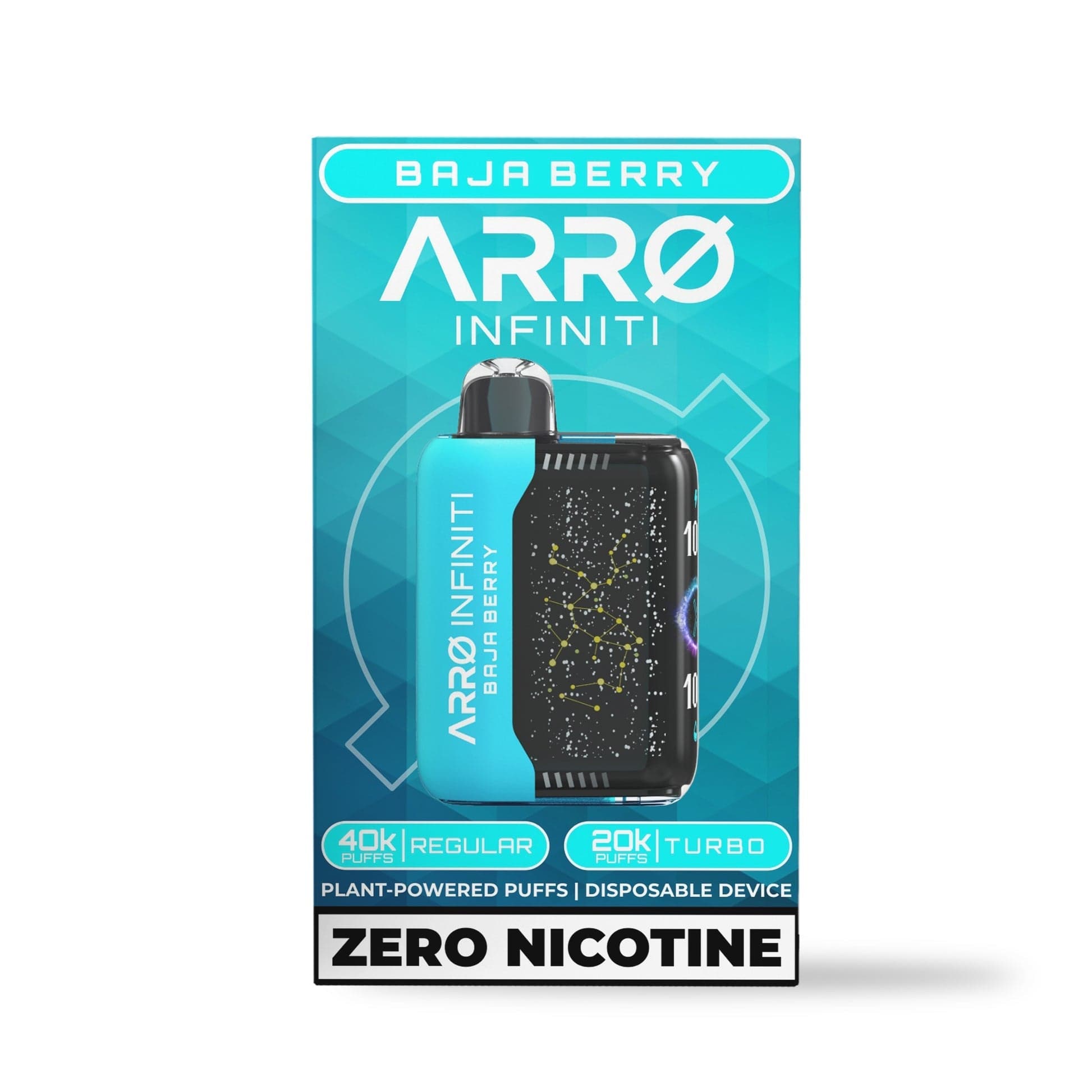 ARRO Infinity 40K disposable vape device with sleek design, 0% nicotine, and 40,000 puffs for a satisfying vaping experience