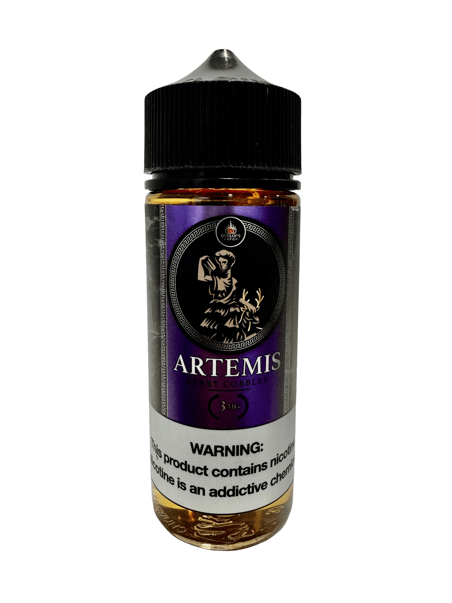 Cyclops Vapor Artemis Cyclops Vapor vape juice bottle, 120mL e-liquid with colorful label and flavor branding.