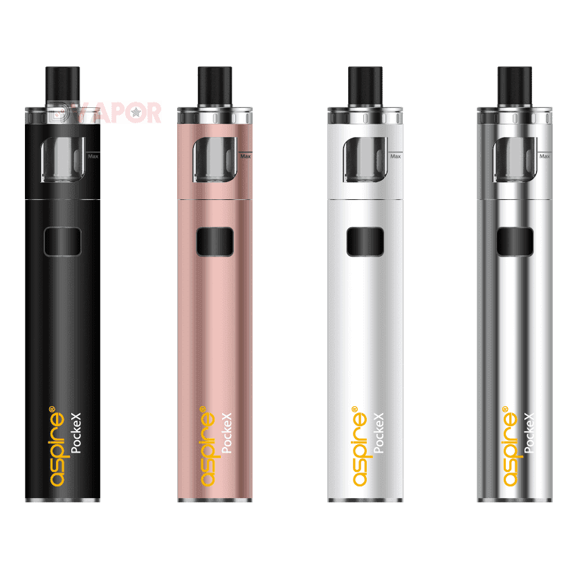 Aspire PockeX complete starter kit including vaporizer device, mouthpiece, and accessories for beginners.