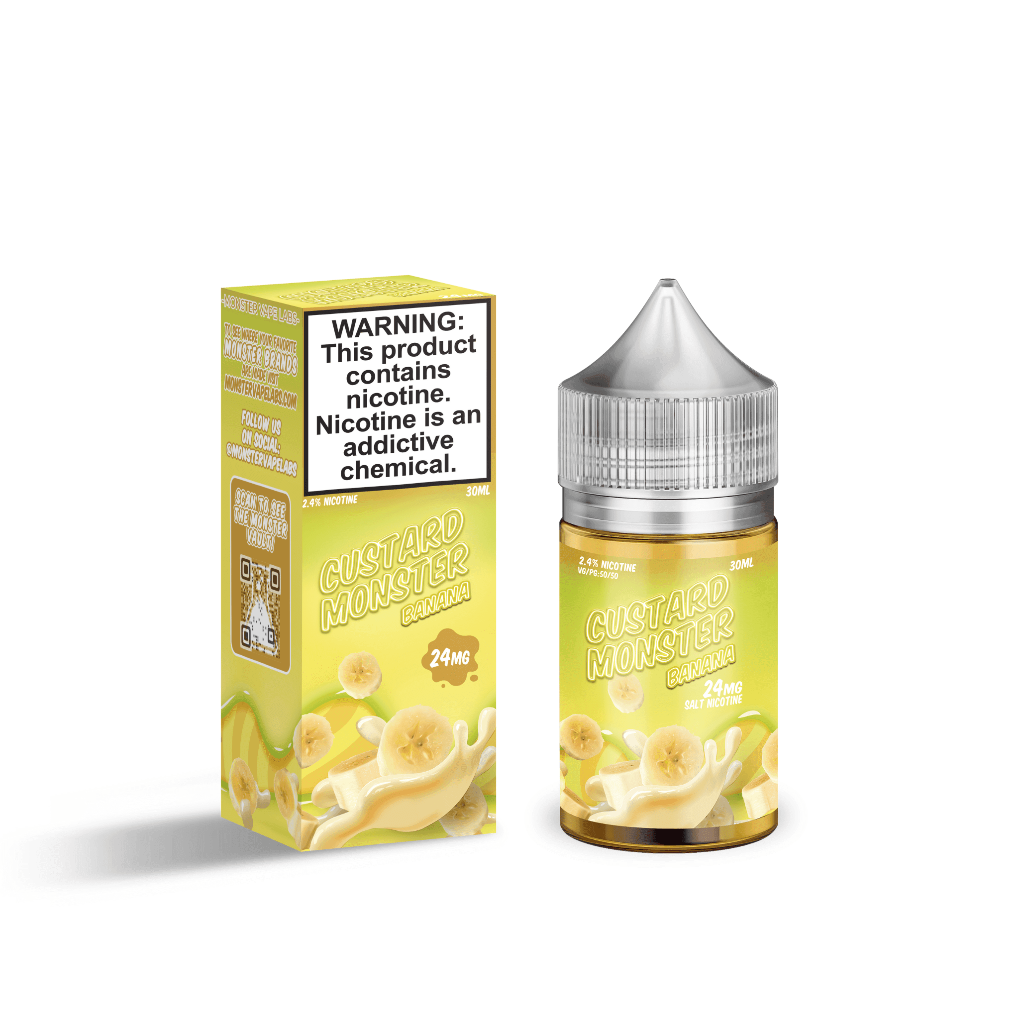 Banana SALT e-liquid by Custard Monster in a 30mL bottle, featuring a creamy banana custard flavor.