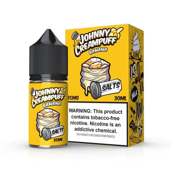 Banana SALT e-liquid by Johnny Creampuff in a 30mL bottle, featuring a creamy banana flavor.