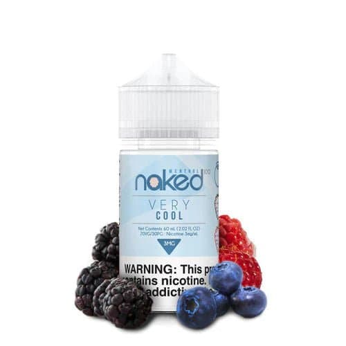 Naked 100 Berry e-liquid bottle with vibrant berry flavor label, 60mL size, showcasing colorful berry illustrations.