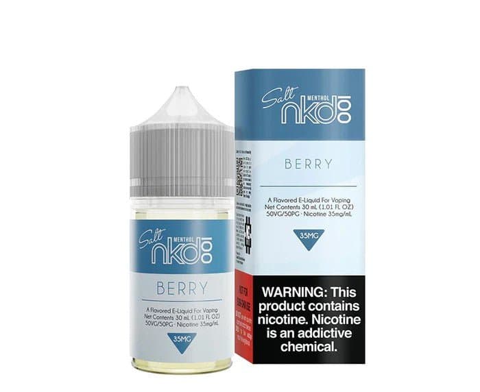 Berry Salt Naked 100 e-liquid 30mL bottle with vibrant berry flavor, showcasing the colorful label and sleek packaging.