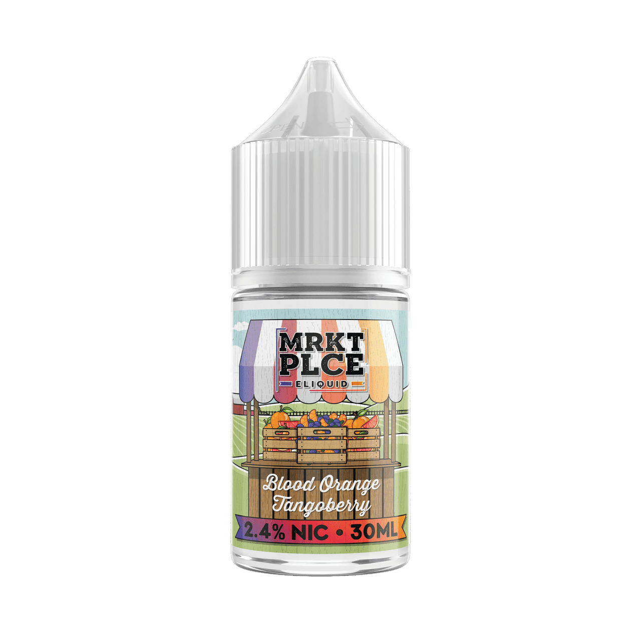 Blood Orange Tangoberry Salt e-liquid by MRKT PLCE in a 30mL bottle, featuring vibrant blood orange and tangy berry flavor.