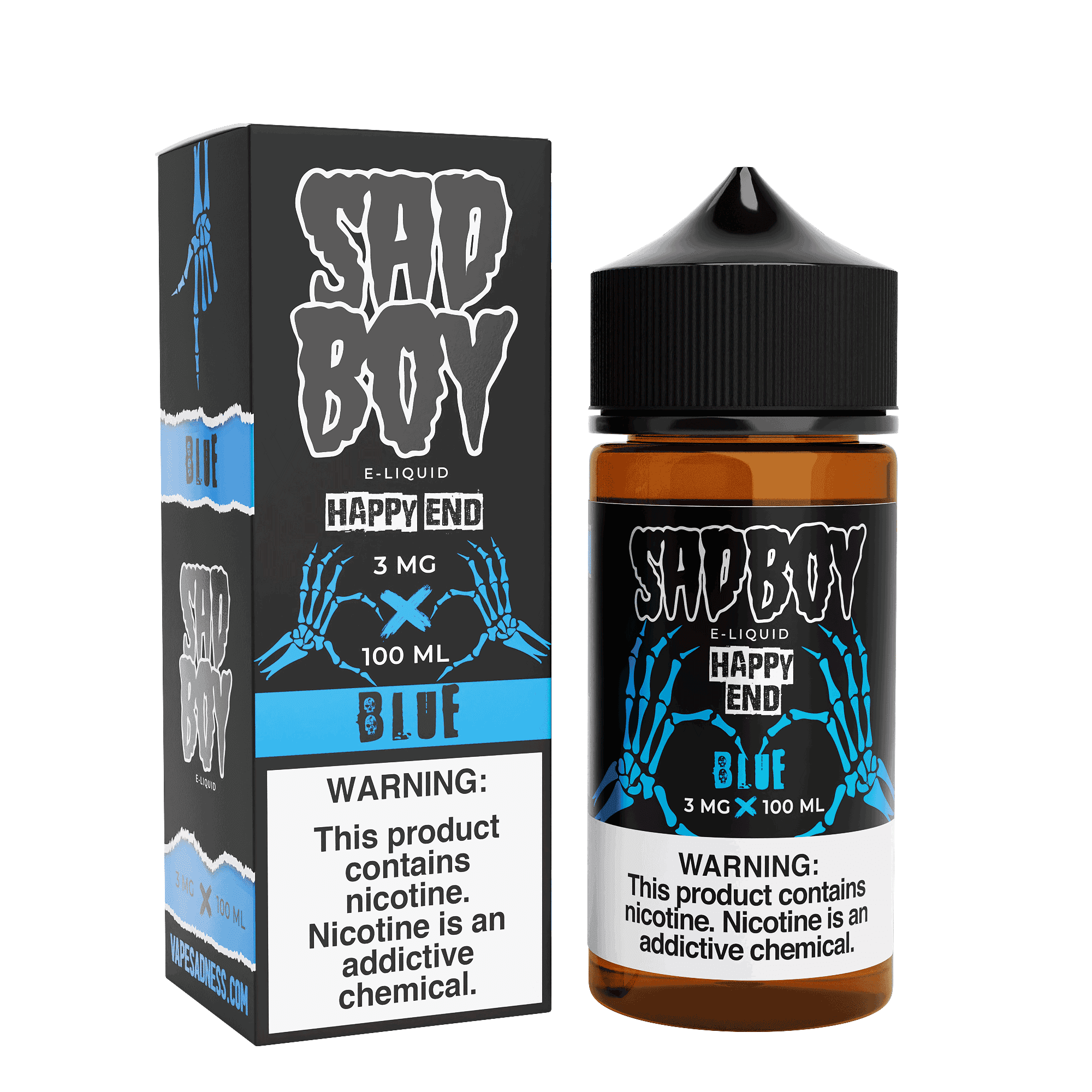 Blue Cotton Candy Sadboy E-Liquid bottle, 100mL, featuring vibrant blue cotton candy flavor packaging.