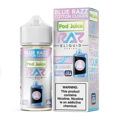 Pod Juice x Raz E-Liquid - 100mL — Blue Razz Cotton Clouds
