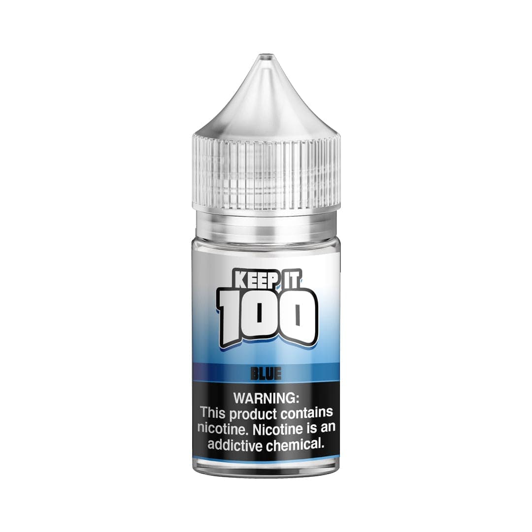 Blue SALT Keep It 100 e-liquid 30mL bottle with blue packaging and label, designed for vaping.