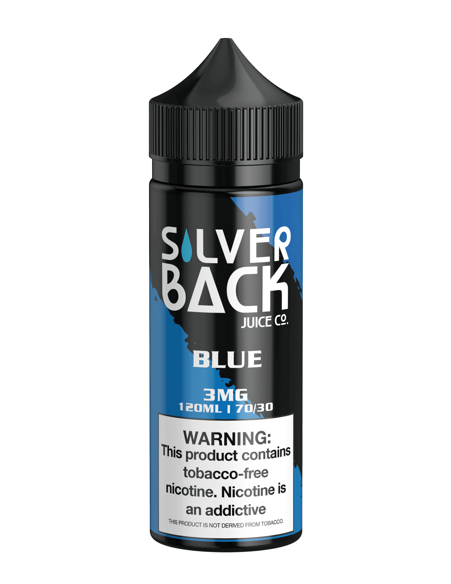 Blue Silverback Juice Co. e-liquid in a 120mL bottle with blue packaging and branding, suitable for vaping.