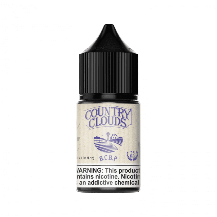 Blueberry cornbread pudding salt e-liquid by Country Clouds in 30ml bottle, featuring rich blueberry and cornbread flavors