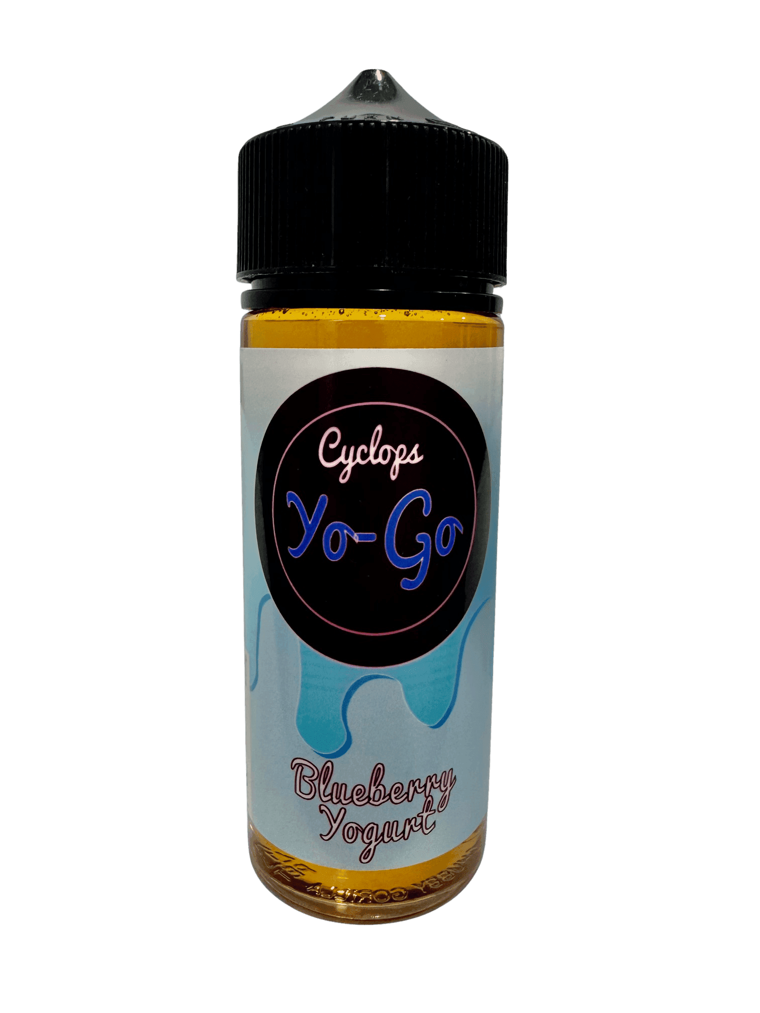 Blueberry yogurt vape juice by Cyclops Vapor displayed in a 120mL bottle with a colorful label.
