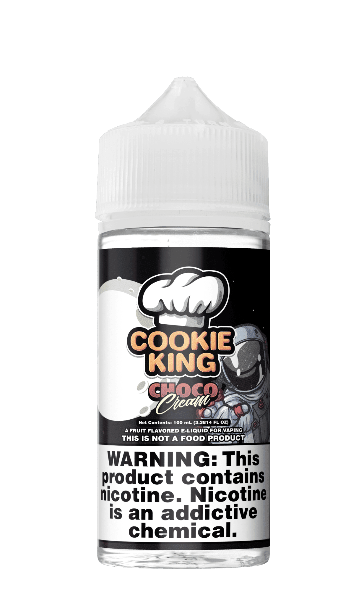 Bottle of Cookie King Choco Cream e-liquid in 100mL bottle with chocolate and cream flavor branding.