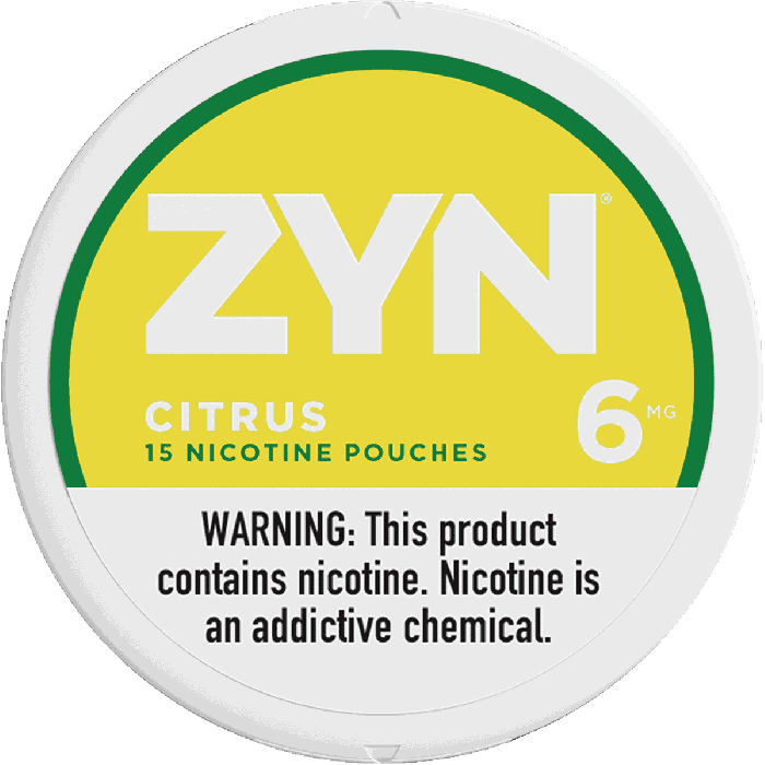 Citrus ZYN Nicotine Pouches 15-count pack, nicotine pouch with fresh citrus flavor, in a sleek, resealable container.