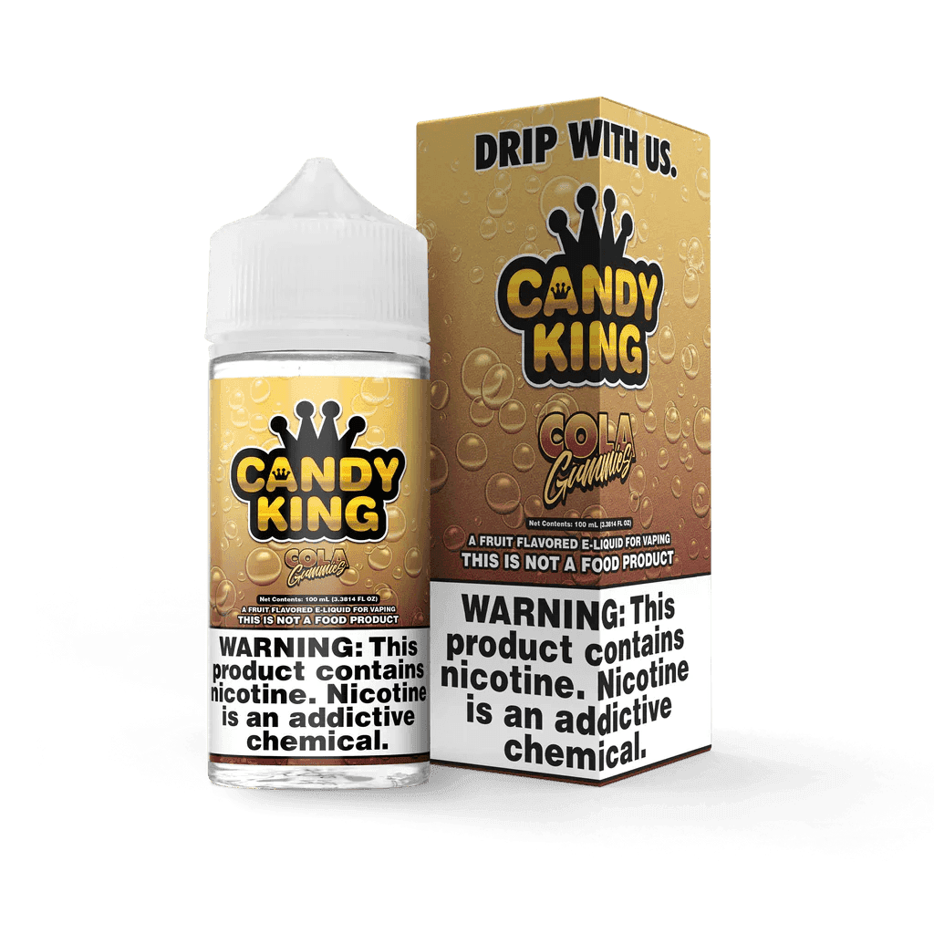 Cola Gummies e-liquid by Candy King in 100mL bottle, featuring a colorful label with images of cola gummies and candy branding.