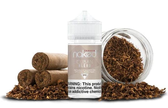 Cuban Blend Naked 100 e-liquid 60mL bottle with vibrant label, showcasing a smooth, rich tobacco flavor for vaping enthusiasts