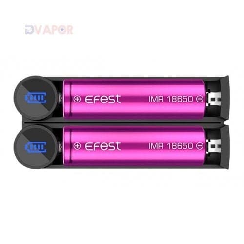 eFest Slim K2 dual battery charger for vape batteries, compact and portable vape part with two charging bays.