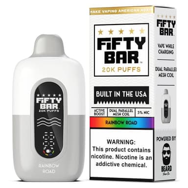 Fifty Bar 20K Disposable — Strawberry Lemon Grape (Rainbow Road) (White Series)
