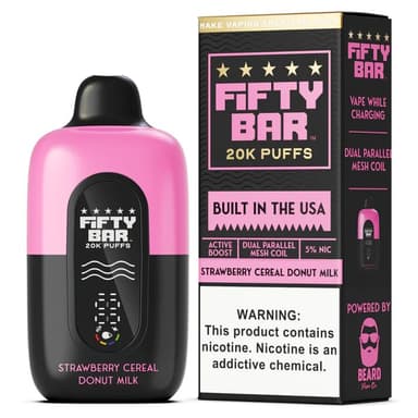 Fifty Bar 20K Disposable — Strawberry Cereal Donut Milk (Black Series)