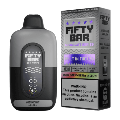 Fifty Bar 20K Midnight Series Disposable Vape — Sour Strawberry Melon
