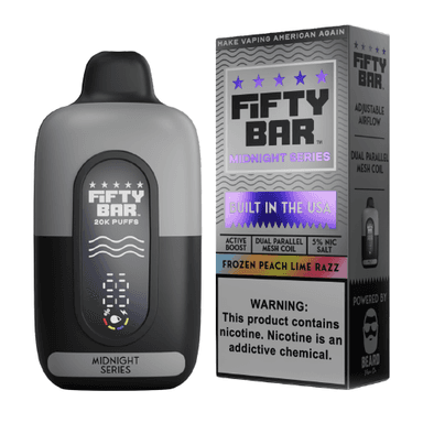 Fifty Bar 20K Midnight Series Disposable Vape — Frozen Peach Lime Razz