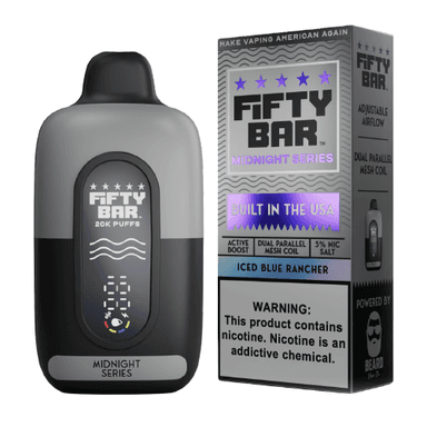 Fifty Bar 20K Midnight Series Disposable Vape — Iced Blue Rancher