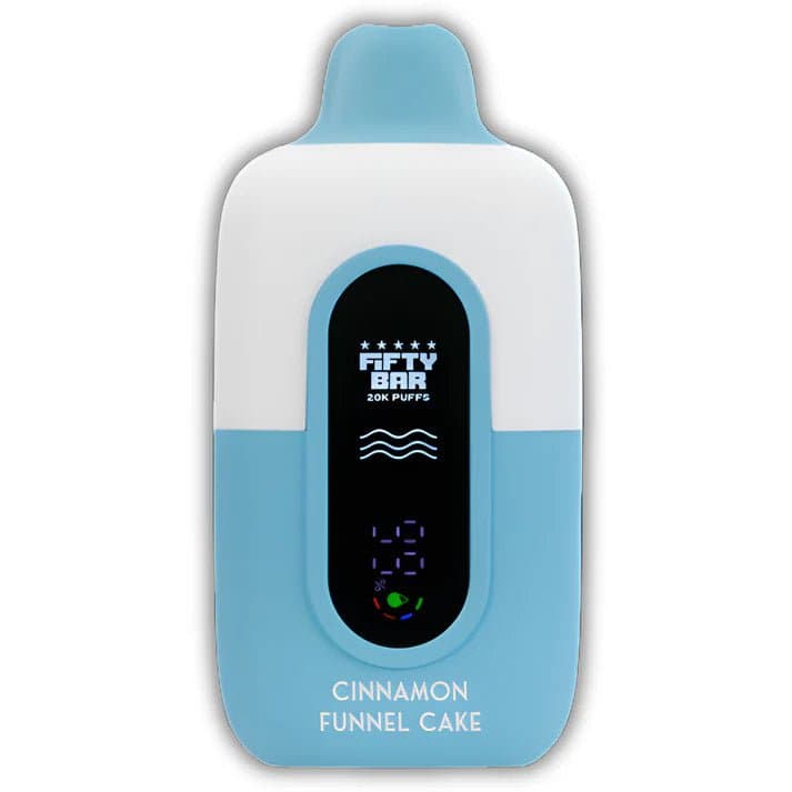 Fifty Bar NIXODINE disposable vape device with 20,000 puffs, sleek design, and colorful branding.