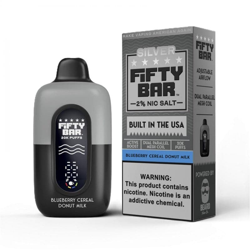 Blueberry Cereal Donut Milk - Fifty Bar V2 Silver Series 20K 2% Disposable Vape