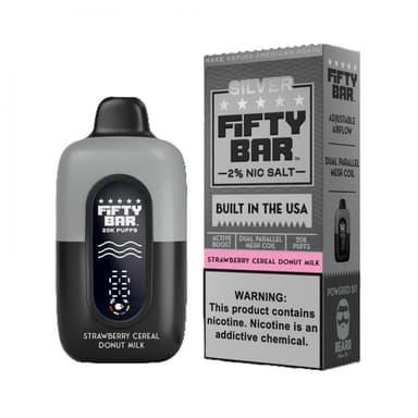 Fifty Bar V2 Silver Series 20K 2% Disposable Vape — Strawberry Cereal Donut Milk