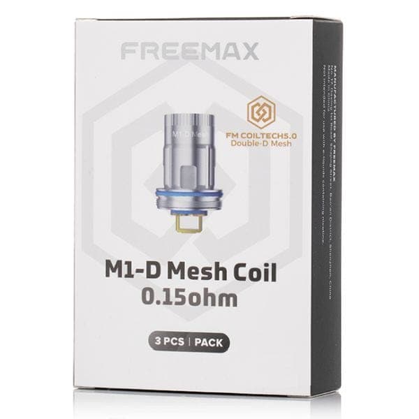 FreeMax M1-D Mesh Replacement Coils for vape devices, featuring a coil pack with mesh design for enhanced flavor and vapor production.