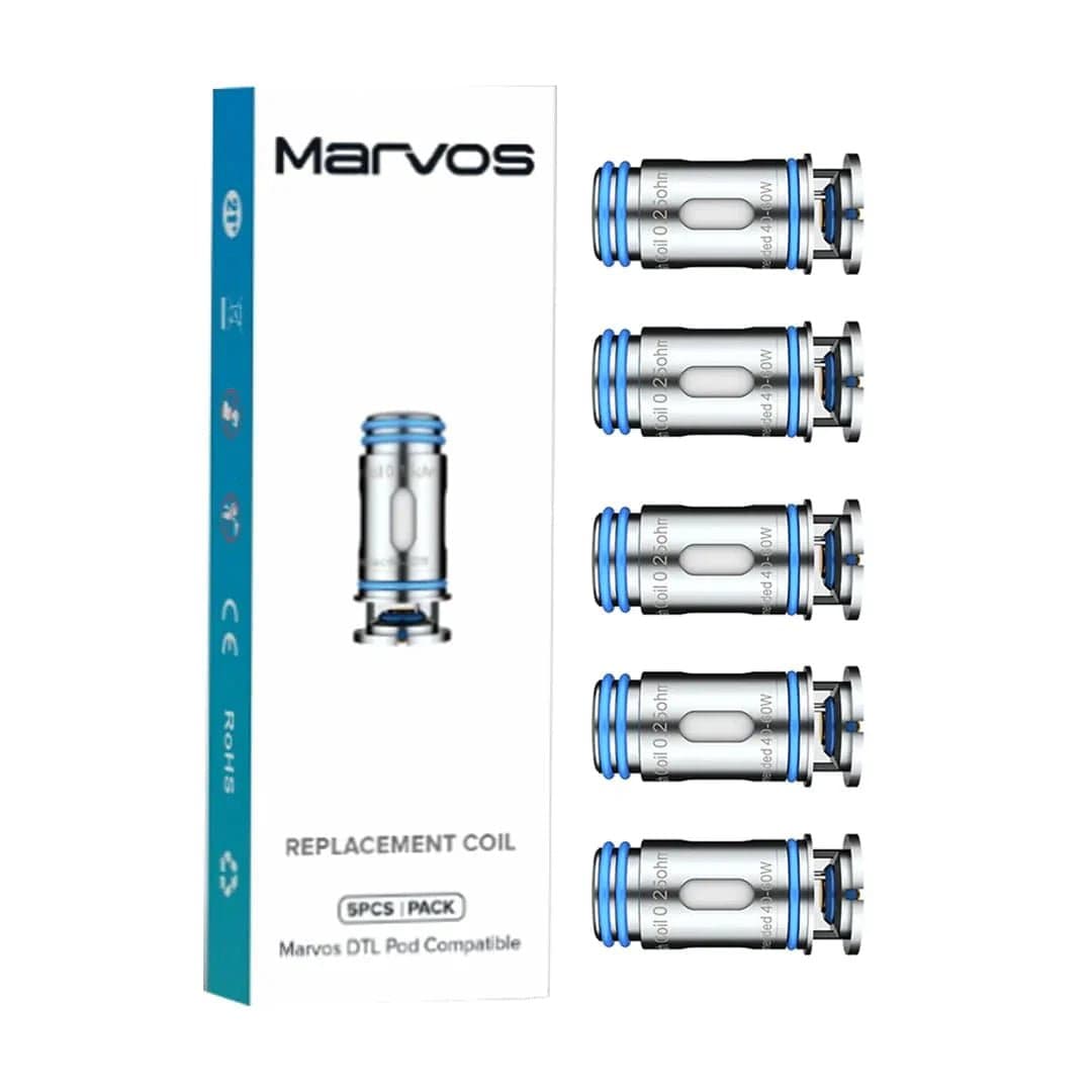 FreeMax Marvos MS replacement coils for vape devices, showing a pack of coil cartridges with branding and coil design.