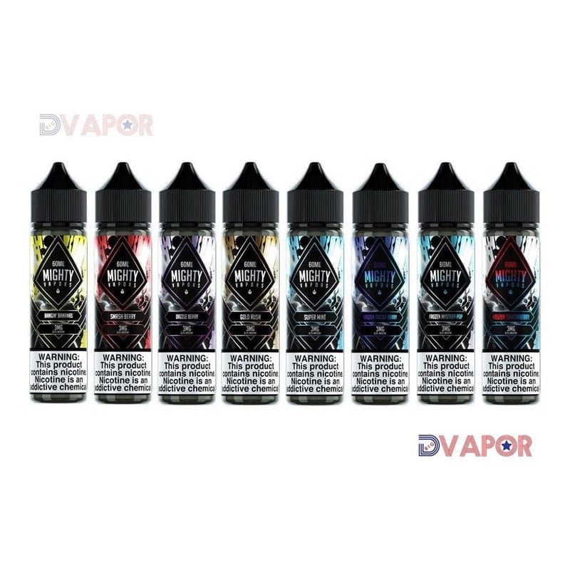 Frozen Majestic Mango e-liquid by Mighty Vapors in 60ml bottle, featuring a vibrant mango flavor with icy, frozen notes.