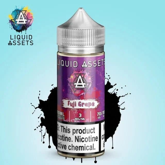 Bottle of Fuji Grape Liquid Assets e-liquid in 100mL bottle with vibrant grape flavor label.