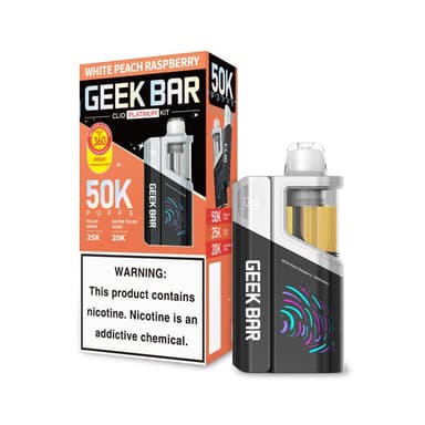 Geek Bar Clio Platinum Disposable Vape Kit – 50,000 Puffs — White Peach Raspberry