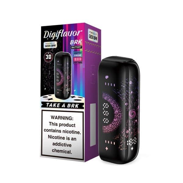 Geek Bar Digiflavor BRK 20k Puff Pod System vape disposable with sleek design and replaceable battery, no battery included.