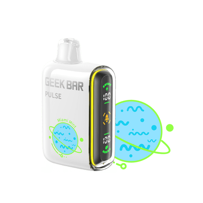 Geek Bar Pulse 15K disposable vape showing colorful design and compact shape, designed for easy use and portability.