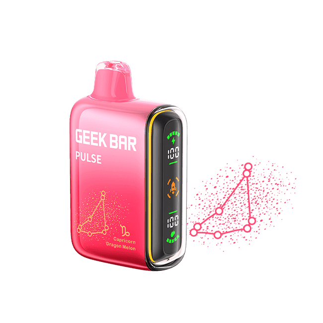 Geek Bar Pulse 15K disposable vape in vibrant colors, showcasing its sleek design and compact size for on-the-go vaping.