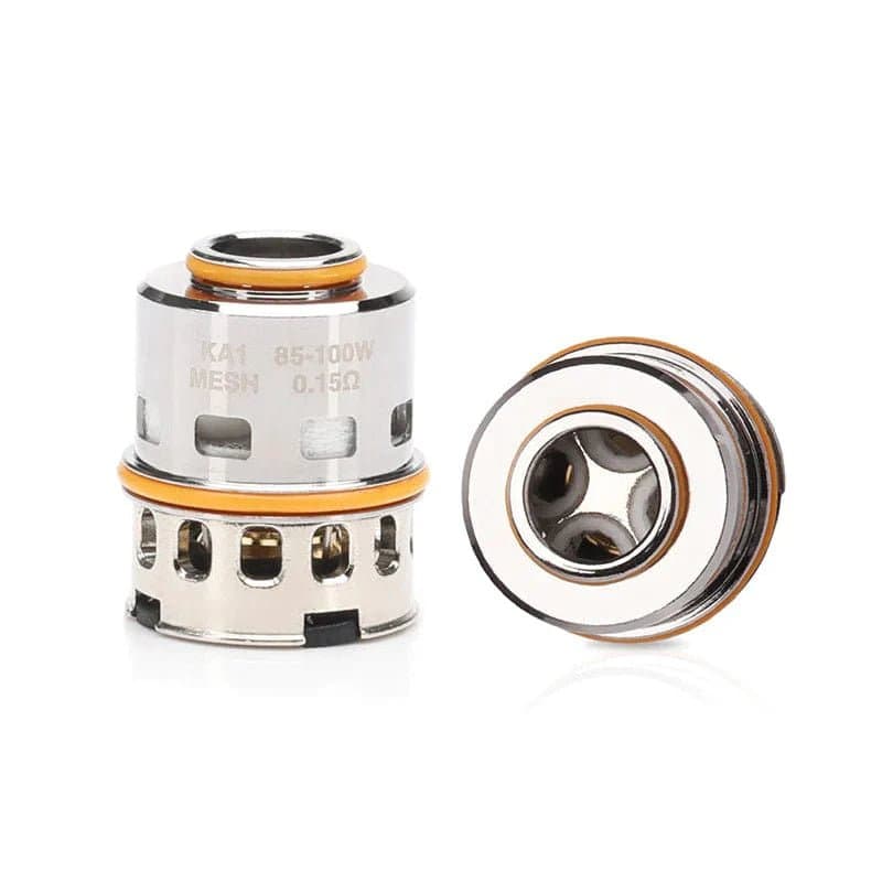 GeekVape M Series Mesh Coils for vape devices, showing multiple coils with mesh design in black and metal construction.