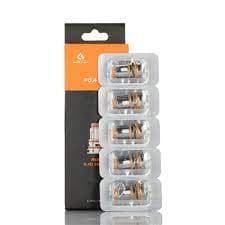 Set of five GeekVape P-Series replacement coils for vape devices, featuring coil heads with mesh design and compatible with GeekVape tanks.