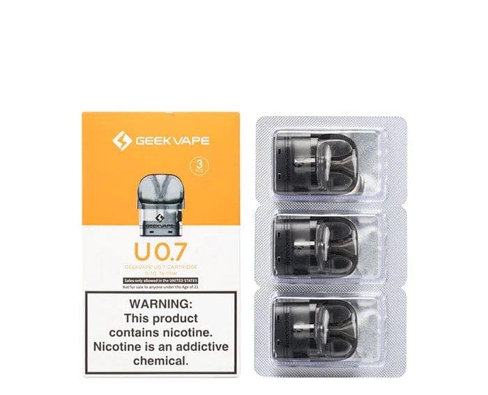 GeekVape U replacement pods for vape hardware, showing sleek design and clear e-liquid windows.
