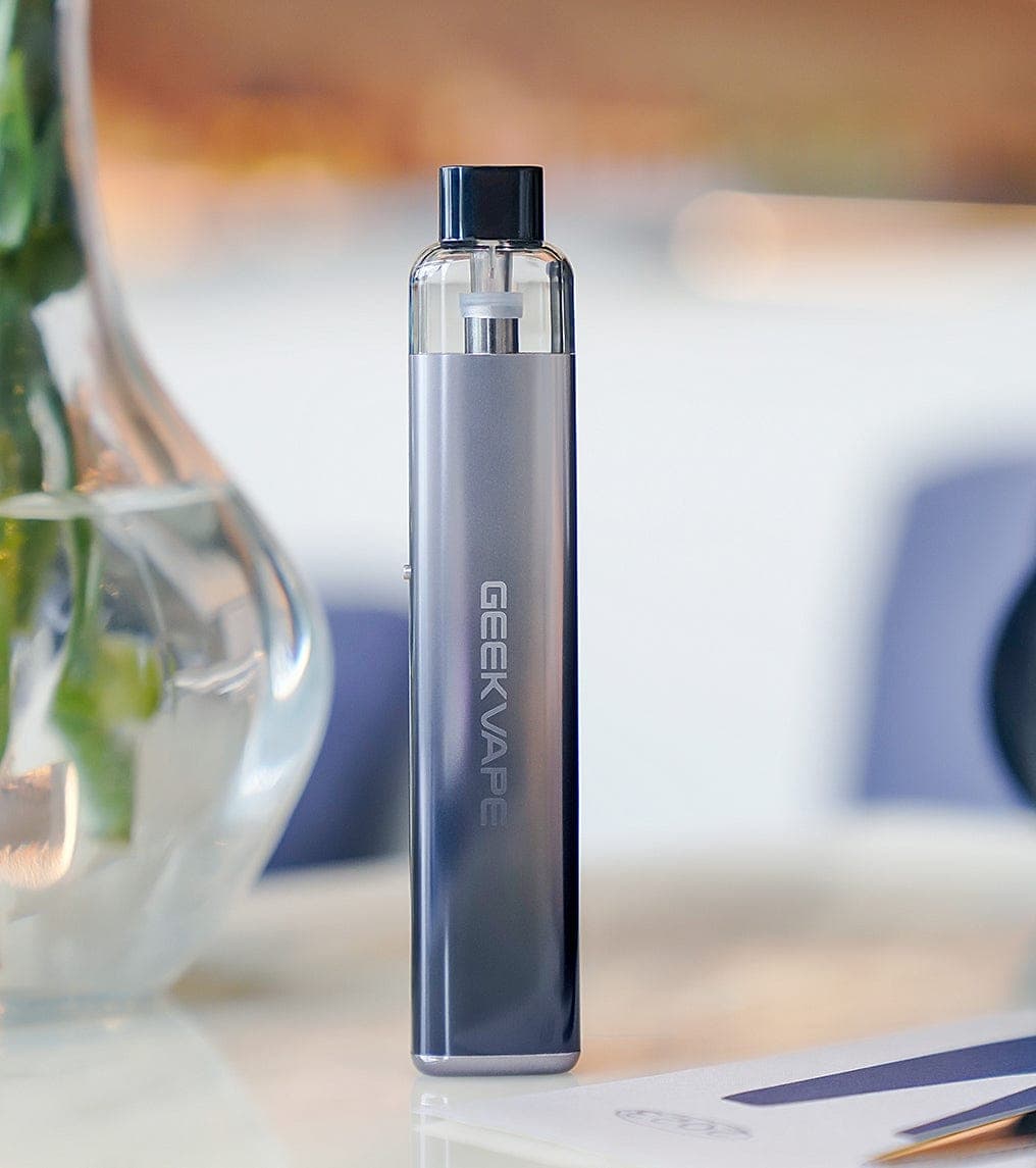 GeekVape Wenax K2 18W pod system device with sleek design and integrated mouthpiece, ideal for vaping on the go.