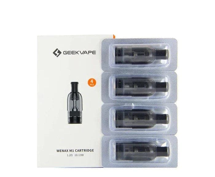 GeekVape Wenax M1 replacement pods for vaporizer device, showing sleek hardware design and compatible cartridge system.