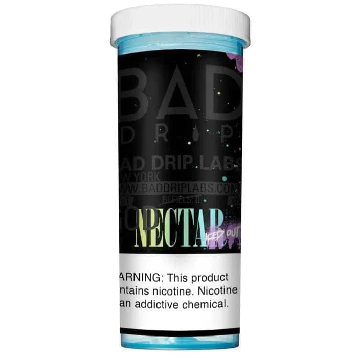 God Nectar ICED OUT e-liquid by Bad Drip Labs in a 60mL bottle, featuring vibrant packaging with colorful branding and flavor details.